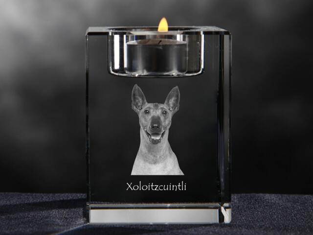 Mexican Hairless Dog, Xoloitzcuintli Crystal Candlestick With Dog, Souvenir, Decoration, Limited Edition, Collection - image 1
