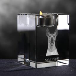 Mexican Hairless Dog, Xoloitzcuintli Crystal Candlestick With Dog, Souvenir, Decoration, Limited Edition, Collection - thumbnail 3