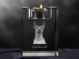 Mexican Hairless Dog, Xoloitzcuintli Crystal Candlestick With Dog, Souvenir, Decoration, Limited Edition, Collection - thumbnail 1
