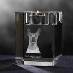 Mexican Hairless Dog, Xoloitzcuintli Crystal Candlestick With Dog, Souvenir, Decoration, Limited Edition, Collection - thumbnail 2