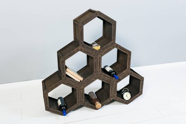 Bookshelf Small Bookcase Geometric Shelves Honeycomb Shelves Hexagon Loft Shelf Housewarming Gift Shelving Unit - image 1