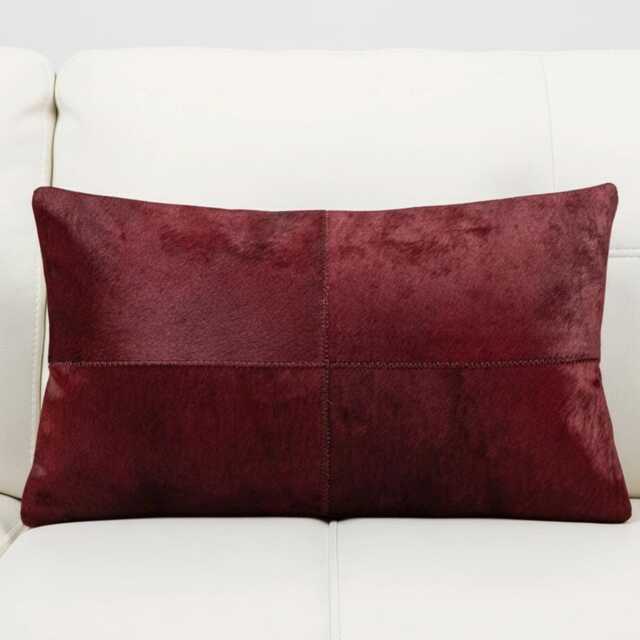 Burgundy Cowhide Lumbar Cushion 30x50 - image 1