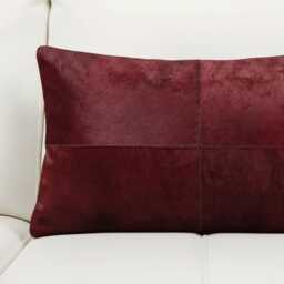 Burgundy Cowhide Lumbar Cushion 30x50 - thumbnail 2