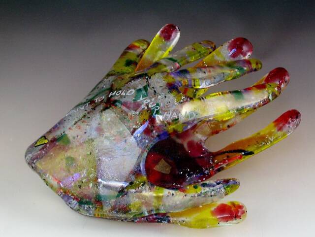 "Fused Glass ""I Want To Hold Your Hand" - image 1