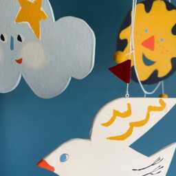 Playtime - Handmade Kinetic Mobile, Hand-Painted Cardboard, Child-Inspired Decor - thumbnail 2
