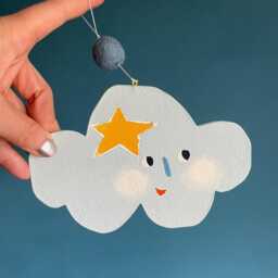 Playtime - Handmade Kinetic Mobile, Hand-Painted Cardboard, Child-Inspired Decor - thumbnail 3