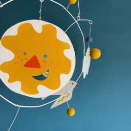 Playtime - Handmade Kinetic Mobile, Hand-Painted Cardboard, Child-Inspired Decor - thumbnail 4