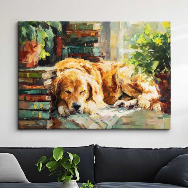 Golden Retriever Dog Pet Abstract Modern Painting Splatter Wall Art, Framed Canvas Poster Print, Home Kitchen Office Room Decor, Gifts - image 1