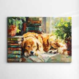 Golden Retriever Dog Pet Abstract Modern Painting Splatter Wall Art, Framed Canvas Poster Print, Home Kitchen Office Room Decor, Gifts - thumbnail 3
