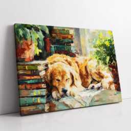 Golden Retriever Dog Pet Abstract Modern Painting Splatter Wall Art, Framed Canvas Poster Print, Home Kitchen Office Room Decor, Gifts - thumbnail 2