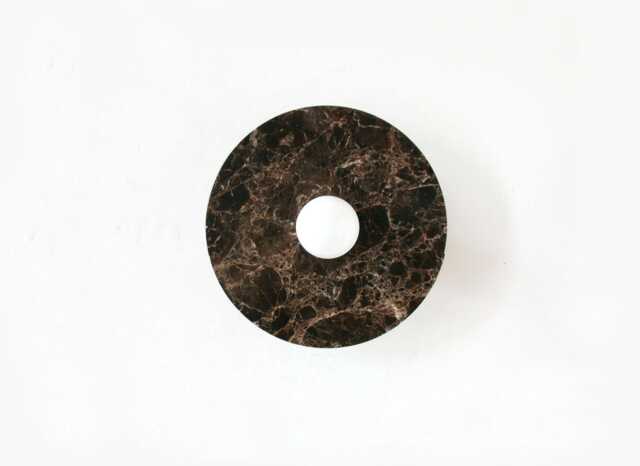 Minimalist Dark Emperador Marble & Brass Wall Fixture Light Brown Veined Sconce Vanity Bathroom - image 1