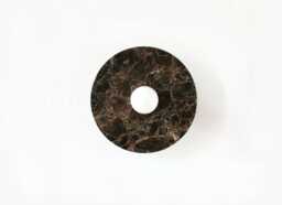 Minimalist Dark Emperador Marble & Brass Wall Fixture Light Brown Veined Sconce Vanity Bathroom