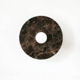Minimalist Dark Emperador Marble & Brass Wall Fixture Light Brown Veined Sconce Vanity Bathroom - thumbnail 2