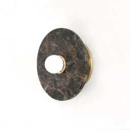 Minimalist Dark Emperador Marble & Brass Wall Fixture Light Brown Veined Sconce Vanity Bathroom - thumbnail 3