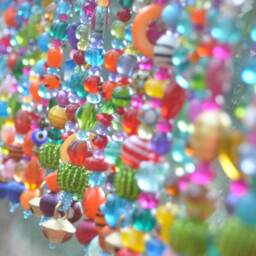 Boho Beaded Valance Colorful Window Curtain With Brass Bells - thumbnail 3