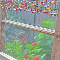 Boho Beaded Valance Colorful Window Curtain With Brass Bells - thumbnail 4