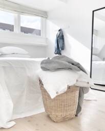 White Linen Pillowcase With Coconut Buttons - Stonewashed Pillow Sham Natural Cover Bedding