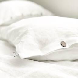 White Linen Pillowcase With Coconut Buttons - Stonewashed Pillow Sham Natural Cover Bedding - thumbnail 3