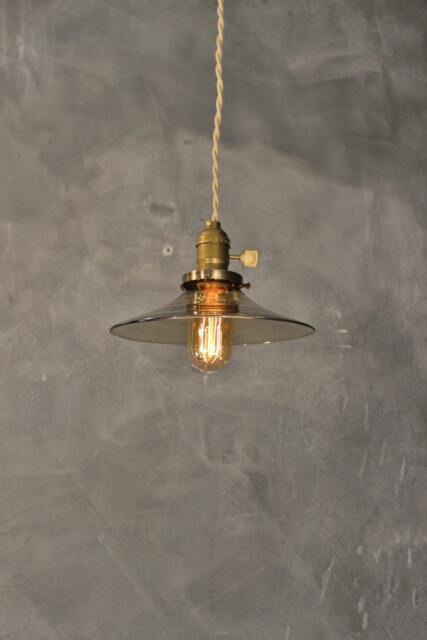 Smoked Glass Pendant Lamp - Vintage Industrial Hanging Light - image 1