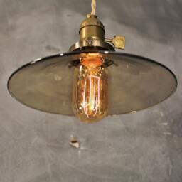 Smoked Glass Pendant Lamp - Vintage Industrial Hanging Light - thumbnail 3