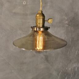 Smoked Glass Pendant Lamp - Vintage Industrial Hanging Light - thumbnail 2