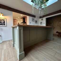 Handmade Kitchen Island Solid Oak Top, Custom Painted Cabinetry - thumbnail 4