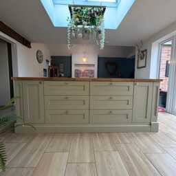 Handmade Kitchen Island Solid Oak Top, Custom Painted Cabinetry - thumbnail 3