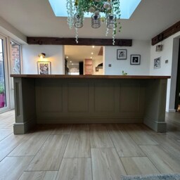 Handmade Kitchen Island Solid Oak Top, Custom Painted Cabinetry - thumbnail 2
