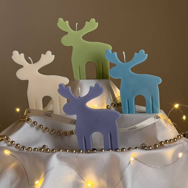 Handmade Reindeer Soy Candle Christmas Decor Gift - image 1
