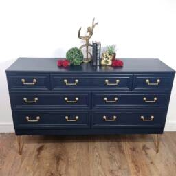 G Plan Chest Of Drawers, Sideboard, Mcm, Dresser, Navy Blue, Large Drawers, 8 Drawer, Vintage, Midcentury - thumbnail 2