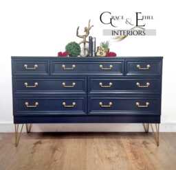 G Plan Chest Of Drawers, Sideboard, Mcm, Dresser, Navy Blue, Large Drawers, 8 Drawer, Vintage, Midcentury