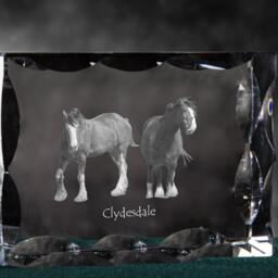 Clydesdale , Cubic Crystal With Horse, Souvenir, Decoration, Limited Edition, Collection - thumbnail 3