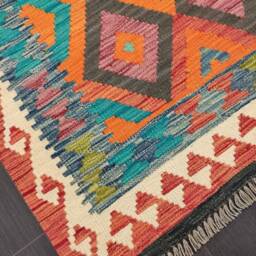Classic Kilim Rug, Handmade Artisan Afghan Turkish Persian Qashqai Navajo Bohemian Natural Wool Flatweave Multicolour Rug 154x101 cm - thumbnail 2