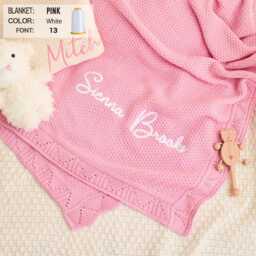 Personalized Embroidered Cotton Baby Blanket Newborn Gift - thumbnail 3