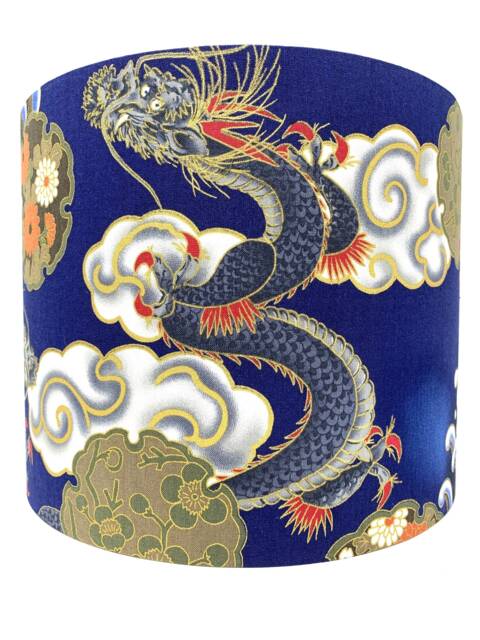 Japanese Dragon Lampshade Oriental Gold Accents - image 1