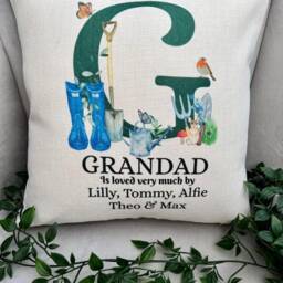 Personalized Gardening Grandad Cushion Linen Grandpa Pillow - thumbnail 3