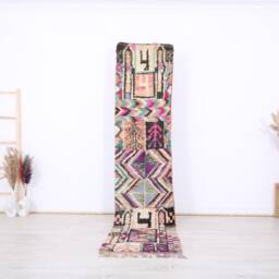 Moroccan Runner Rug 2x9 Ft - Authentic Boujaad Wool For Hallways - thumbnail 1