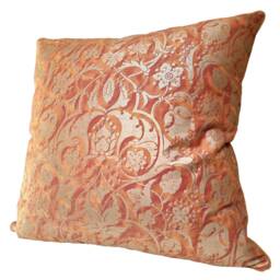 Fortuny Fabric Throw Pillow Cushion Cover in Bittersweet & Silvery Gold Persepolis Pattern - Made Italy - thumbnail 4