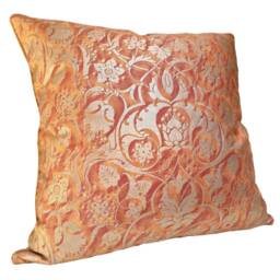 Fortuny Fabric Throw Pillow Cushion Cover in Bittersweet & Silvery Gold Persepolis Pattern - Made Italy - thumbnail 3