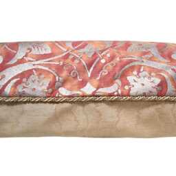 Fortuny Fabric Throw Pillow Cushion Cover in Bittersweet & Silvery Gold Persepolis Pattern - Made Italy - thumbnail 2