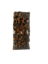 "Wood Carving Elephant Head Art Hand Carved Teak Handmade Natural Driftwood Home Wall Hanging Decor 17.5""x8"
