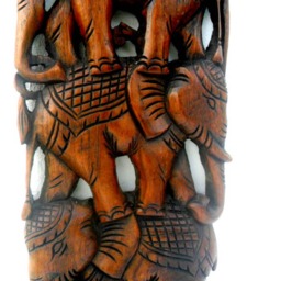 "Wood Carving Elephant Head Art Hand Carved Teak Handmade Natural Driftwood Home Wall Hanging Decor 17.5""x8" - thumbnail 3