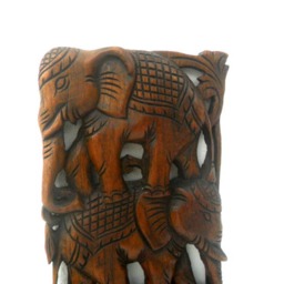 "Wood Carving Elephant Head Art Hand Carved Teak Handmade Natural Driftwood Home Wall Hanging Decor 17.5""x8" - thumbnail 2