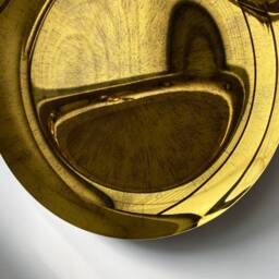 Modern Concave Antique Gold Mirror Sculptural Space Age Decor - thumbnail 3