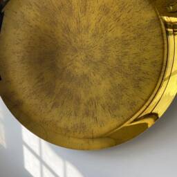 Modern Concave Antique Gold Mirror Sculptural Space Age Decor - thumbnail 4