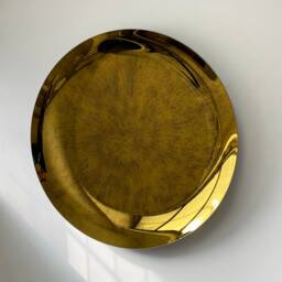 Modern Concave Antique Gold Mirror Sculptural Space Age Decor - thumbnail 2