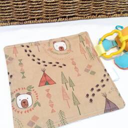Baby Comforter, Newborn Sensory Toy, Cute Bear Print, Small Security Blanket For Baby, Snuggly Soft Baby Shower Gift, Plush Cuddle Present - thumbnail 4