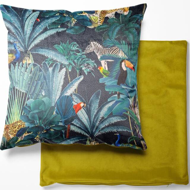 Tropical Velvet Cushion Cover - Royal Palm Midnight Botanical, Floral, Exotic, Premium Quality Square 40cm X - image 1