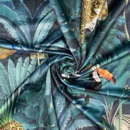 Tropical Velvet Cushion Cover - Royal Palm Midnight Botanical, Floral, Exotic, Premium Quality Square 40cm X - thumbnail 2