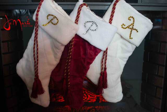 Christmas Stocking W/Swarovski Crystal Monogram - image 1